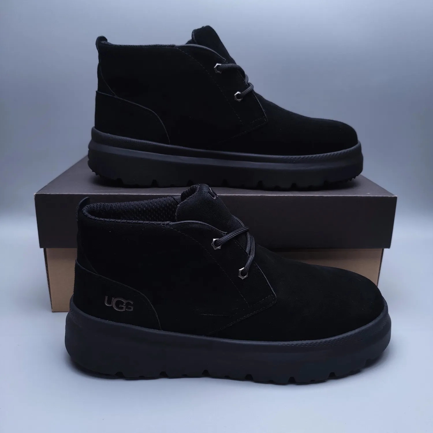 💰600 UGG sheepskin all-in-one snow boots 1773 lace-up casual low boots men's boots color: maroon black size: 39-45
